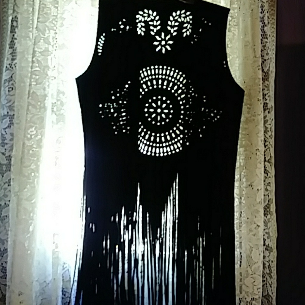 Black sueade fringe vest